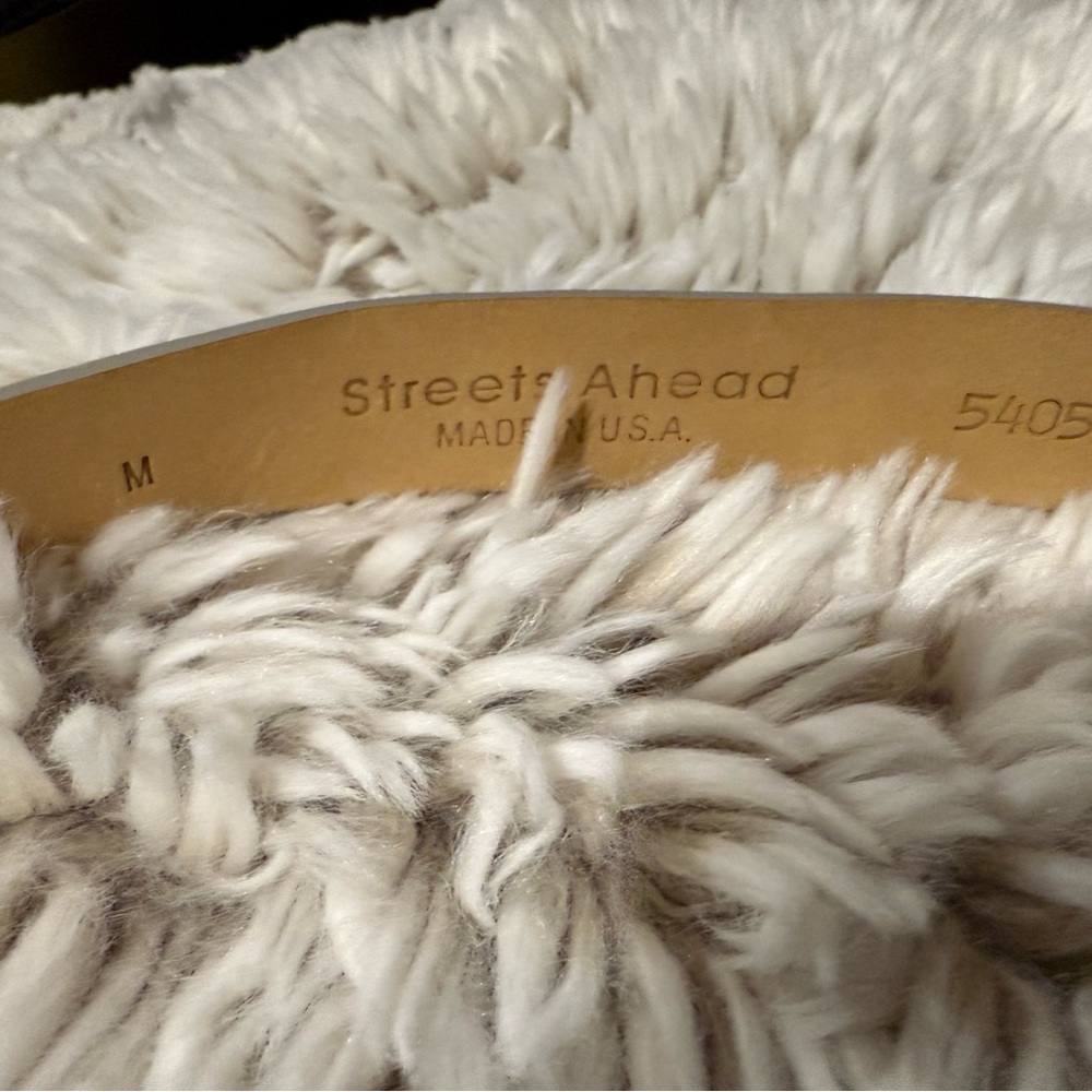 Vintage Streets Ahead Hair-on-hide White and Silver Leather Belt RARE - Picture 6 of 10